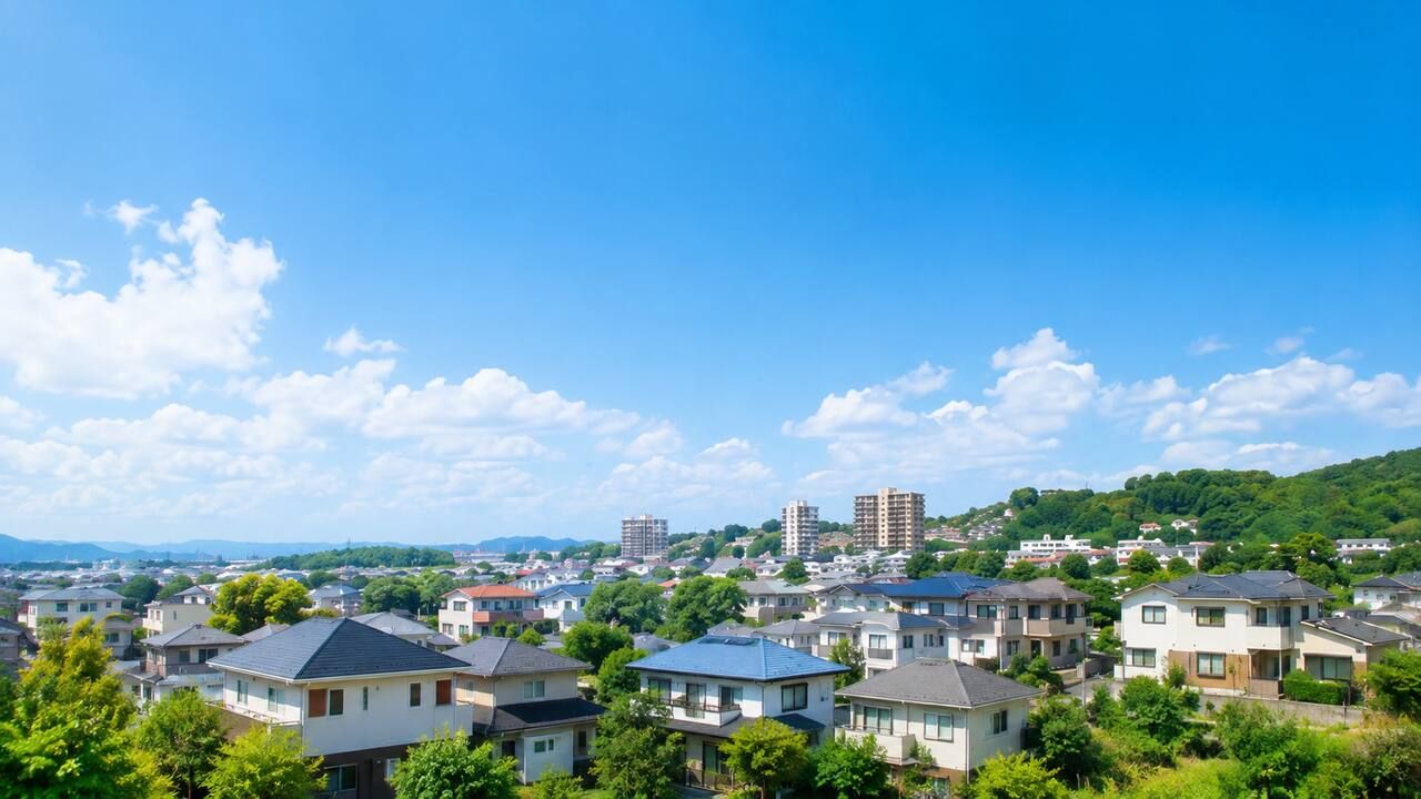 青空と住宅街